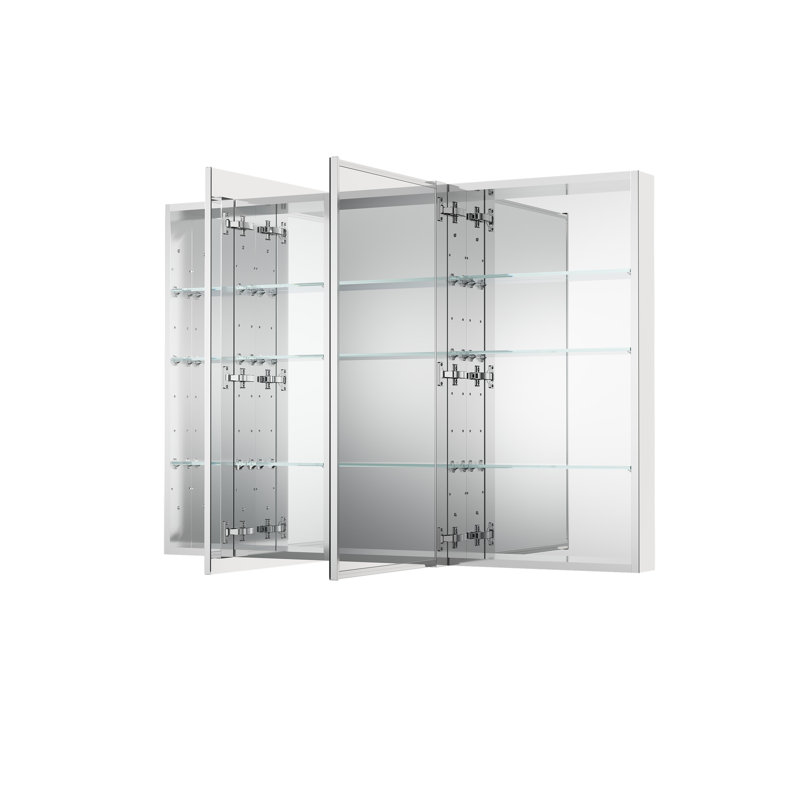 Armoire à pharmacie encastrée ou à fixation en surface 52 po x l 36 po avec miroir et tablettes réglables en verre, 52"