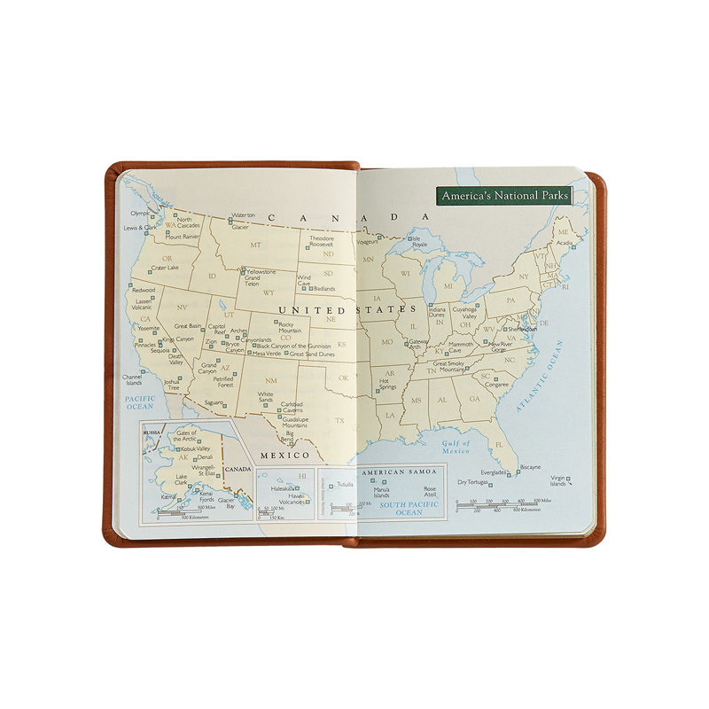 National Parks Leather Pocket Atlas, Green