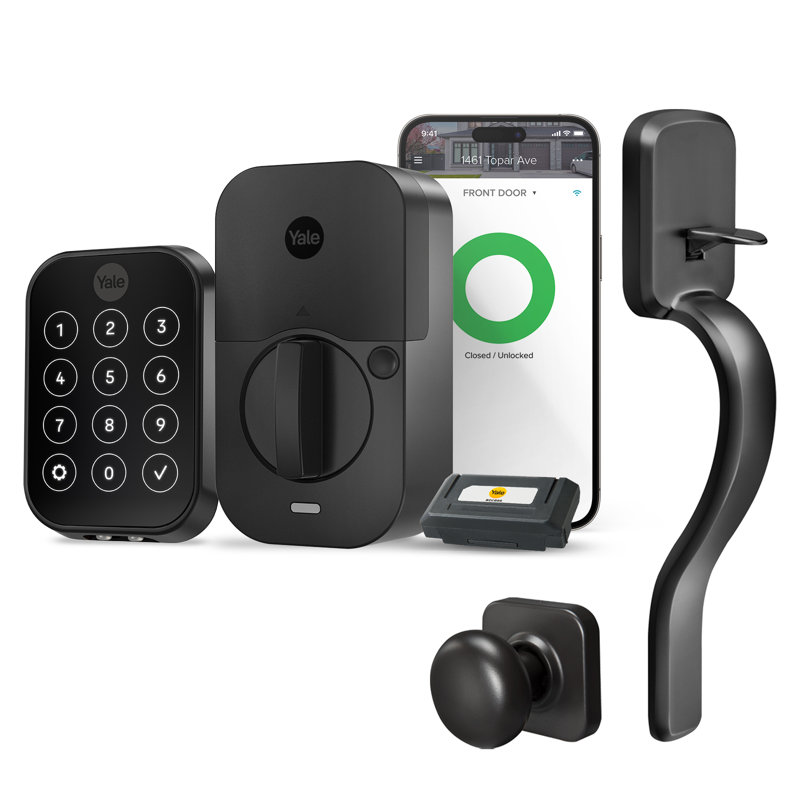 Yale Assure Lock 2 Key-Free Touchscreen With Wi-Fi And Ridgefield Handle, Black Suede