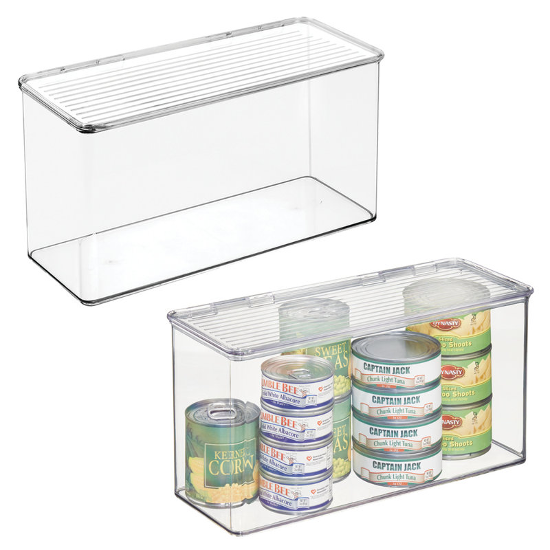Stackable Hinged-Lid Pantry or Kitchen Storage Box - Lidded Storage Box for Organizing Cabinets and Under Sinks