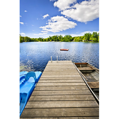 Dock On Lake - Wrapped Canvas Print