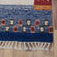 Tapis unique en laine noué à la main bleu / rouge nouvel âge 4 pi 10 po x 8 pi 6 po Nolee