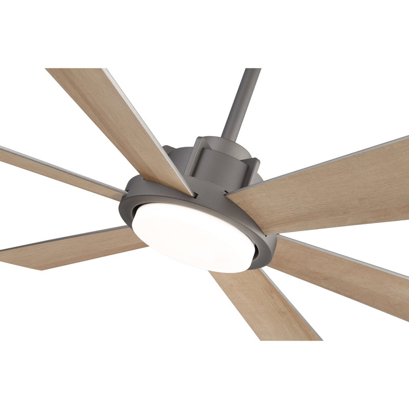 60inch Double-Sided  Playwood Black and Light-colored Wood Grain Blades 6-speed Dc With Integrated Led Ceiling Fan, Charcoal Grey