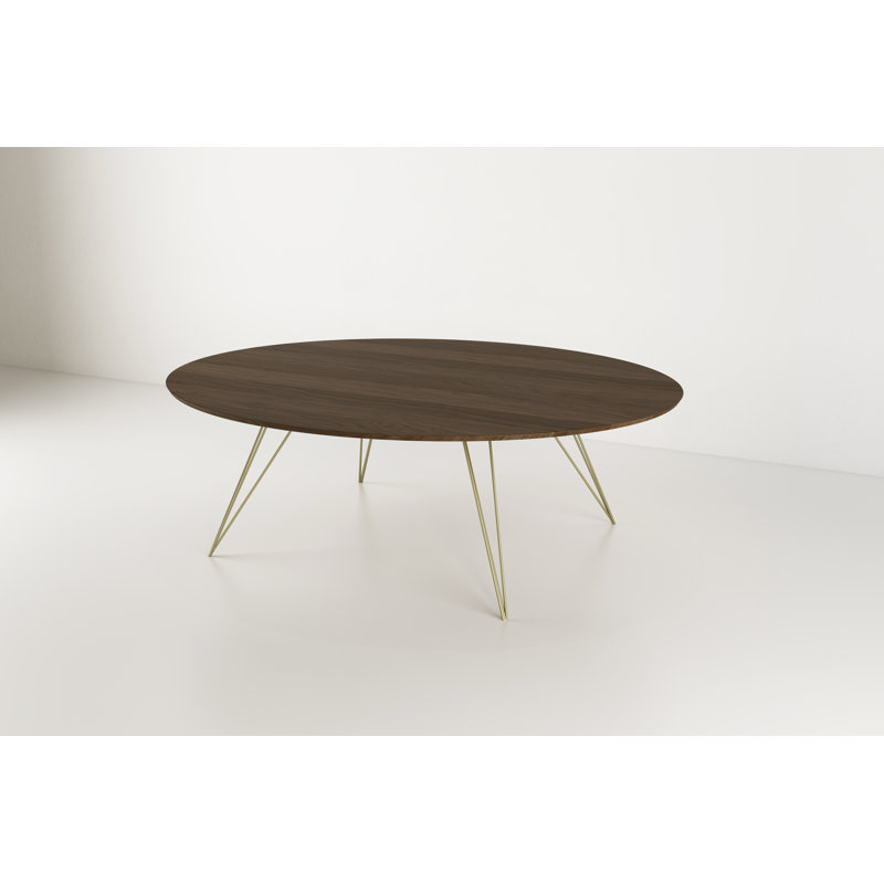 Williams Single Coffee Table, 18" H x 54" W x 46" D, Brassy Gold, Walnut