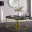 Ensemble de 2 tables basses gigognes 27,6 po, plateau de table rond en marbre et structure en métal robuste, tables d'appoint de table de bout pour le salon, la chambre et le balcon-131269582