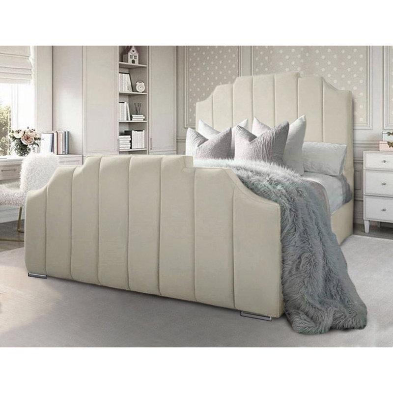 Tyrion Upholstered Bed , Kingsize (5'), Cream