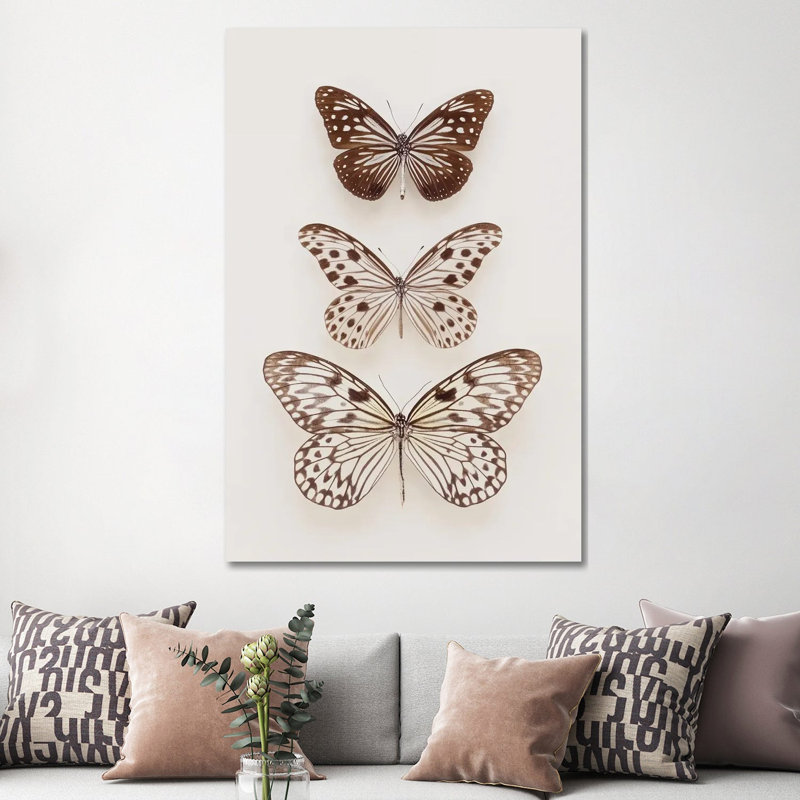 Three Butterflies by Alyson Fennell - Wrapped Canvas Print, 152.5 cm H x 101.5 cm W