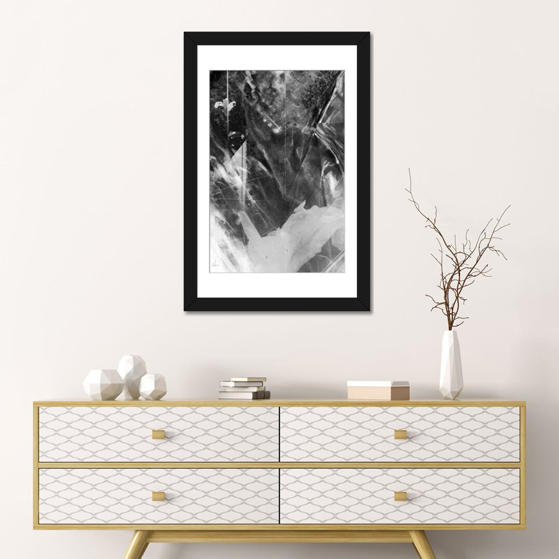 «Black Crystal», impression sur toile tendue, H 24 po x l 16 po x P 1 po, Papier d'art encadré noir, Blanc
