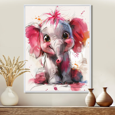Pépinière de bébé éléphant caricature I - décoration murale éléphant