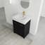 Meuble-lavabo autoportant de 24 po avec lavabo en résine et porte à fermeture douce, parfait pour les salles de bain modernes et un rangement efficace