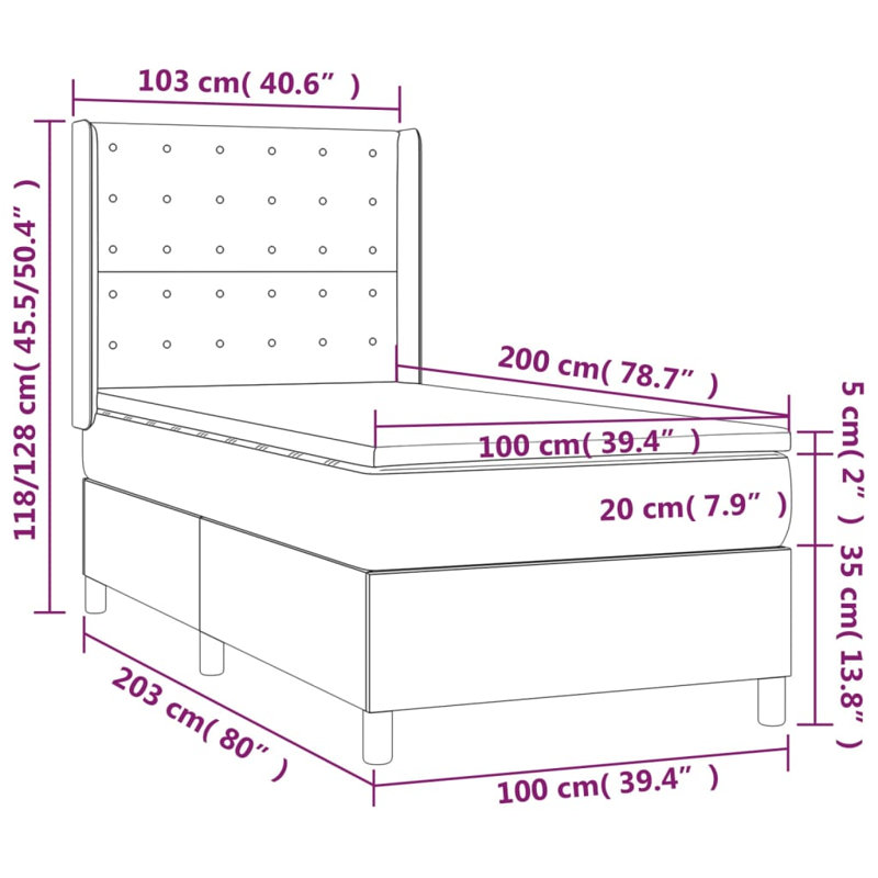 Antyon 90 X 200 Cm Bed, 100 x 200cm, Cream