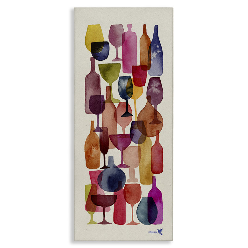 Colorful Wine Glasses and Bottles Canvas Wall Art