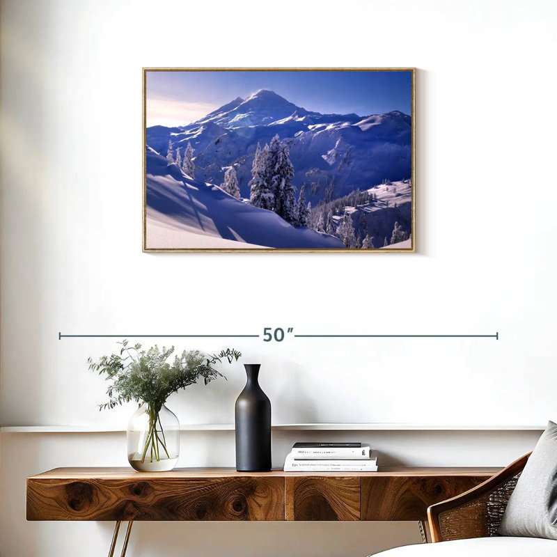 Soleil d'hiver du mont Baker, Cadre flottant en bois naturel, 31 po x 21 po