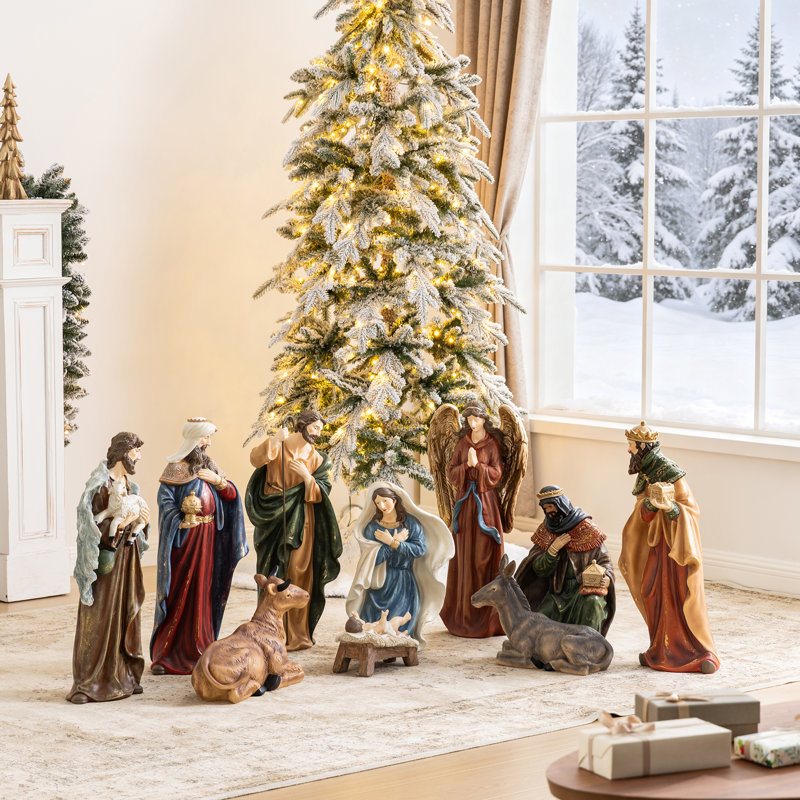 Ensemble de figurine de crèche en résine multicolore surdimensionnée 23,75 ", Brun