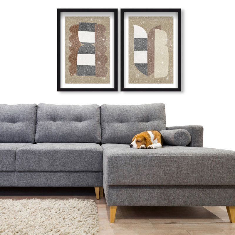 Puzzle Catcher Set Shadowbox Abstract Print by Oliver Gal, Black Frame, 10 x 15, 17.5"H x 25.5"W, Black Shadowbox