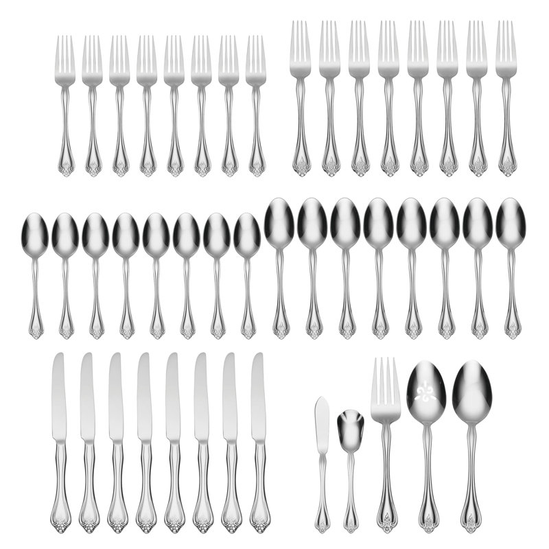 Oneida Boutonniere 45 Piece Everyday Flatware Set, Service For 8