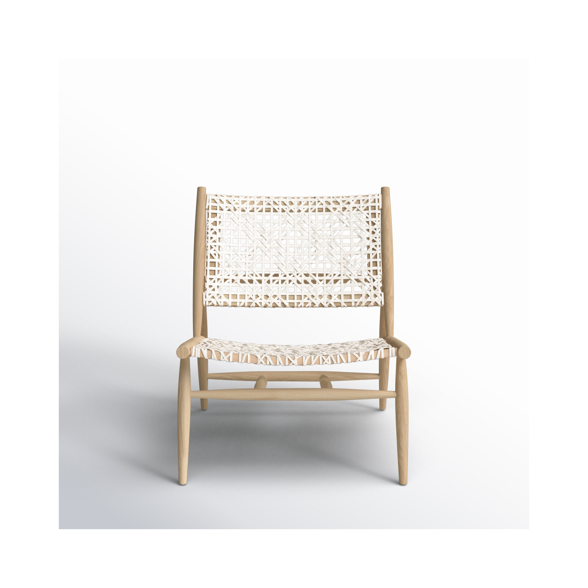 Kazbah Upholstered Side Chair, White Genuine Leather/Bleached Oak Legs