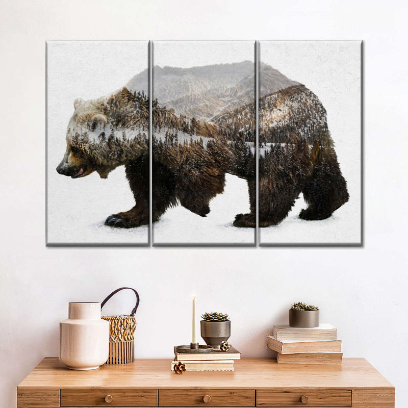 The Kodiak Brown Bear Wall Art Multi Piece Canvas Print, H 20 po x l 33 po x P 1,25 po