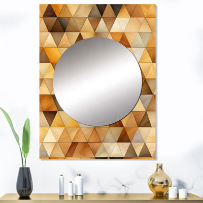 Igbale beige et brun rustique Triangle Vision - miroir mural géométrique unique, miroir moderne, impression d'art en métal