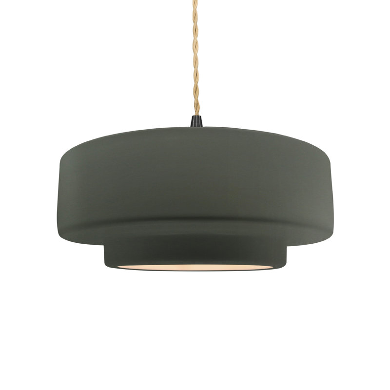 Luminaire suspendu à 1 lumière Meydan, H 5,25 po x l 14,5 po x P 14,5 po, Étain, vert, Noir mat