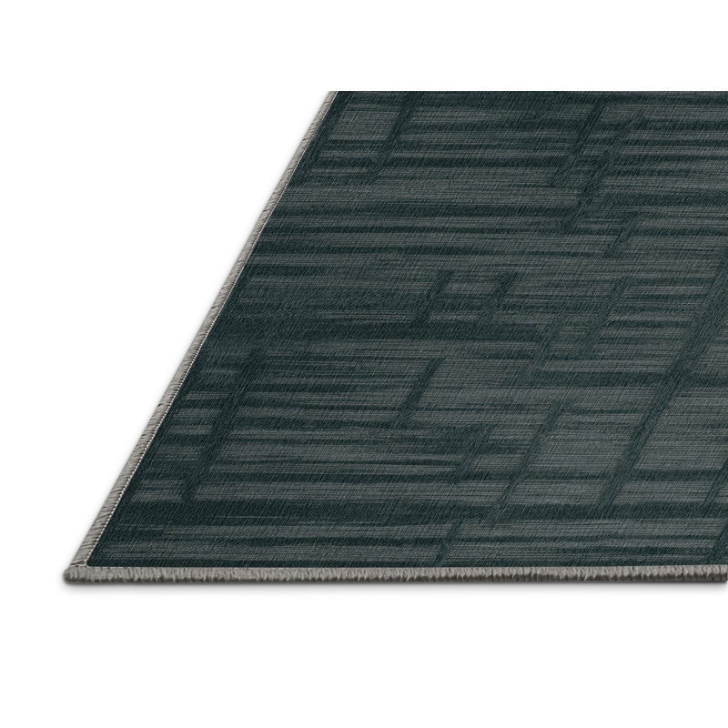 Machine Washable Abstract Gray Area Rug, Square 5'