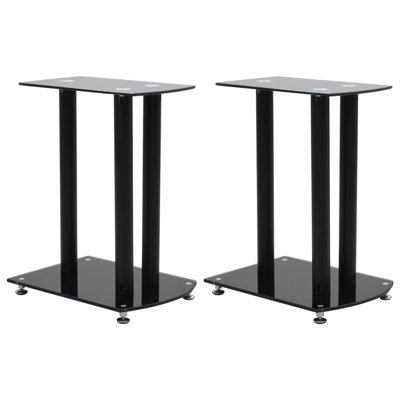 Aluminum Black Safety Glass Speaker Stands