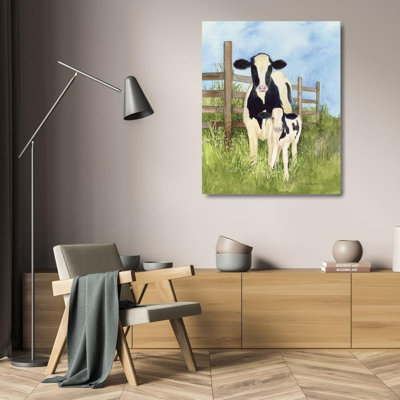 August Grove McKenna, Kathleen Parr, art sur toile tendue sous le titre: Farm Family Cows