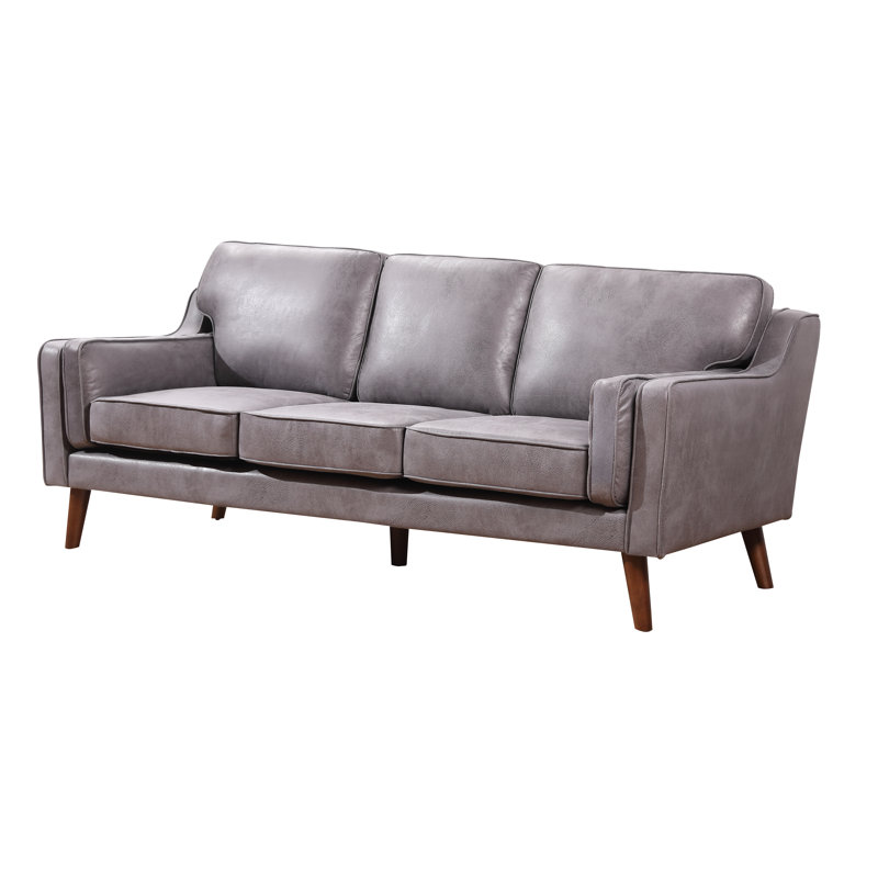 Heredia 80" Square Arm Sofa, Dark Gray Faux Leather