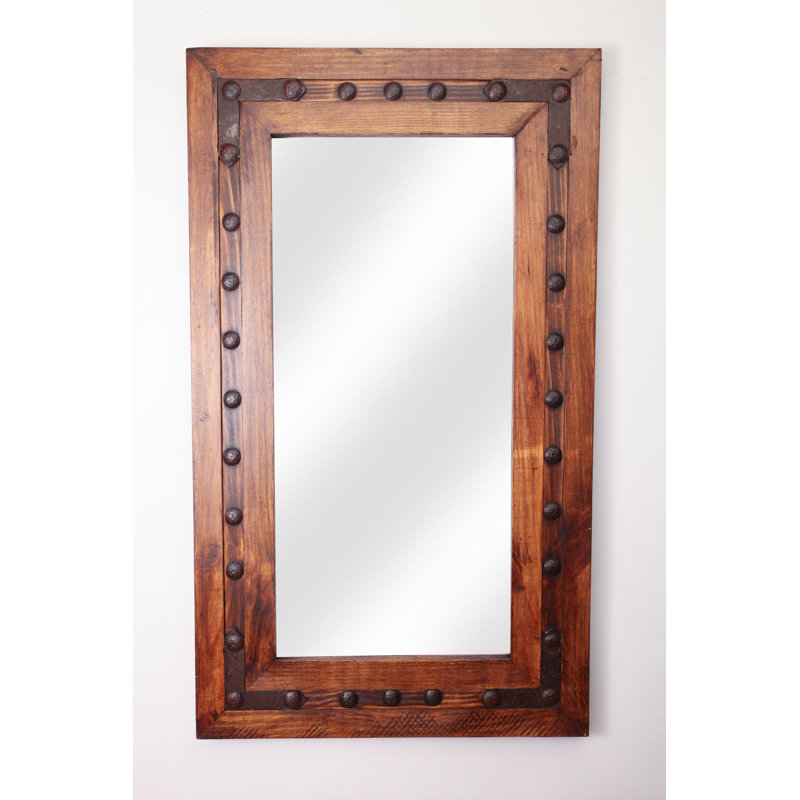 Wood Rectangle Wall Mirror, 36" H x 30" W