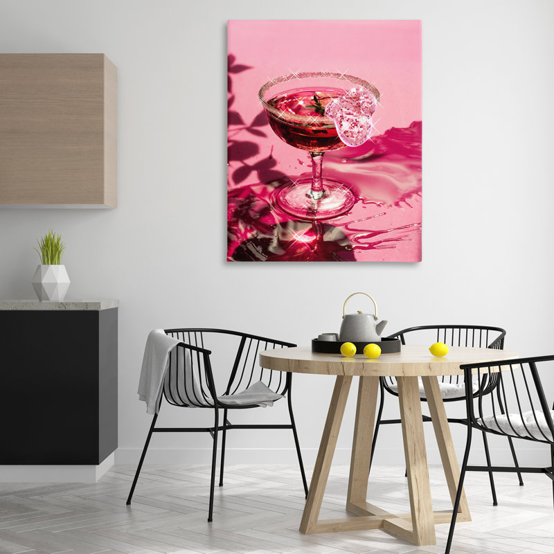 «Pink Glimmering Drink», art mural sur toile par Ziwei Li, H 48 po x l 36 po