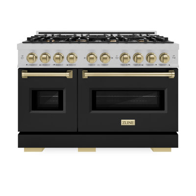 ZLINE Autograph Edition 48 in. 6.7 cu. ft. Classic Double Oven Gas Range with 8 Burner Cooktop
