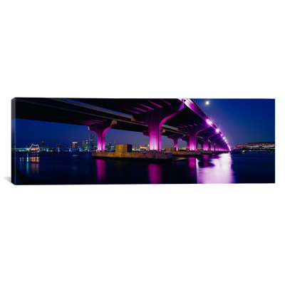 " Bridge lit up across a bayMacarthur Causeway, Biscayne Bay, Miami, Florida, USA " Color Photography Print