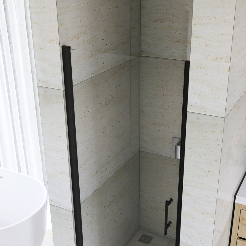 28 "X 72" Aluminum Frame Pivot Shower Door In Matte Black Finish