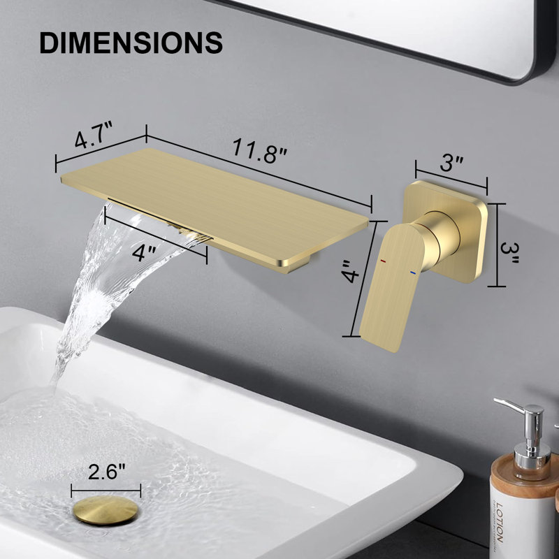 Single-handle Bathroom Faucet with Drain Assembly, Brushed Gold