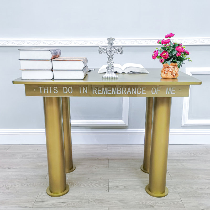39.3 x 23.6 x 30" Gold Color Wood MDF Church Holy Communion Table Sancturary