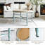 Table basse rustique de style campagnard rond avec plateau en bois massif et pieds en fer rétro style campagne française, 31,5 po x 18,9 po, blanc nature