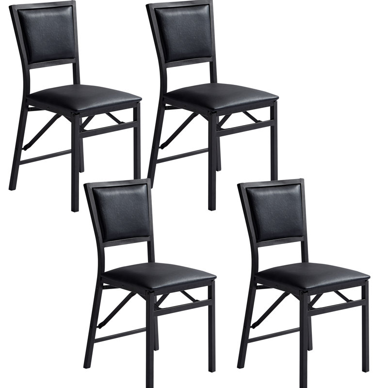 Ailse Upholstered Folding Dining Room Chairs Set Of 4, Faux Leather Parsons Dining Chairs, Kitchen Armless Side Chairs With Padded Seats