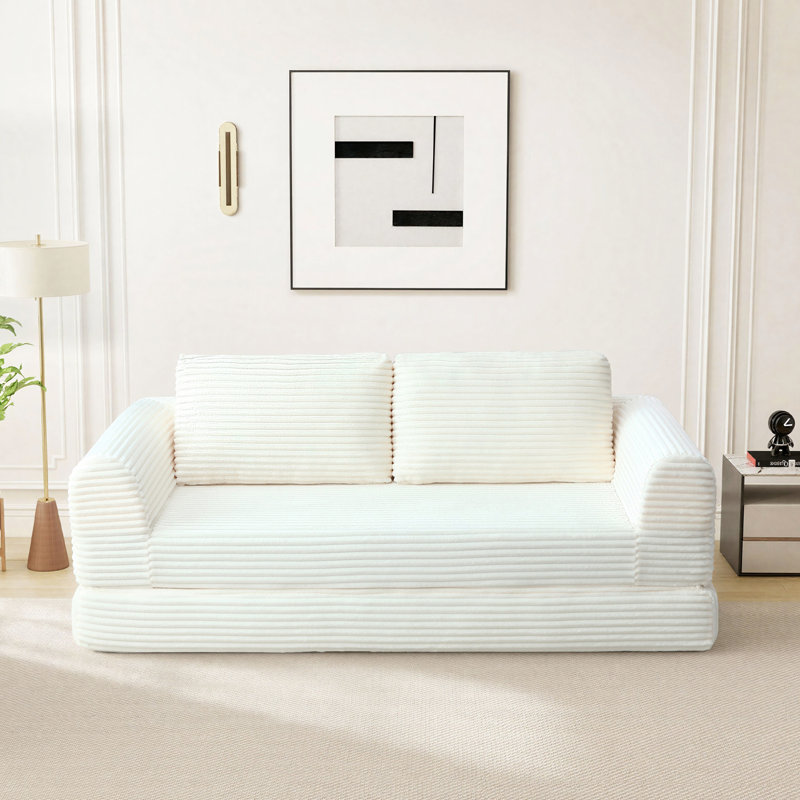 Canapé-lit Boneless Cloud Compression, H 33,8 po x l 82 po x P 37,4 po, Beige