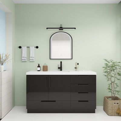Meuble-lavabo autoportant avec tiroirs à droite Carla