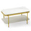 Table basse moderne à 2 niveaux Hommoo avec plateau en pierre frittée résistante aux égratignures, structure en métal, décor de salon élégant, blanc et doré-132677254