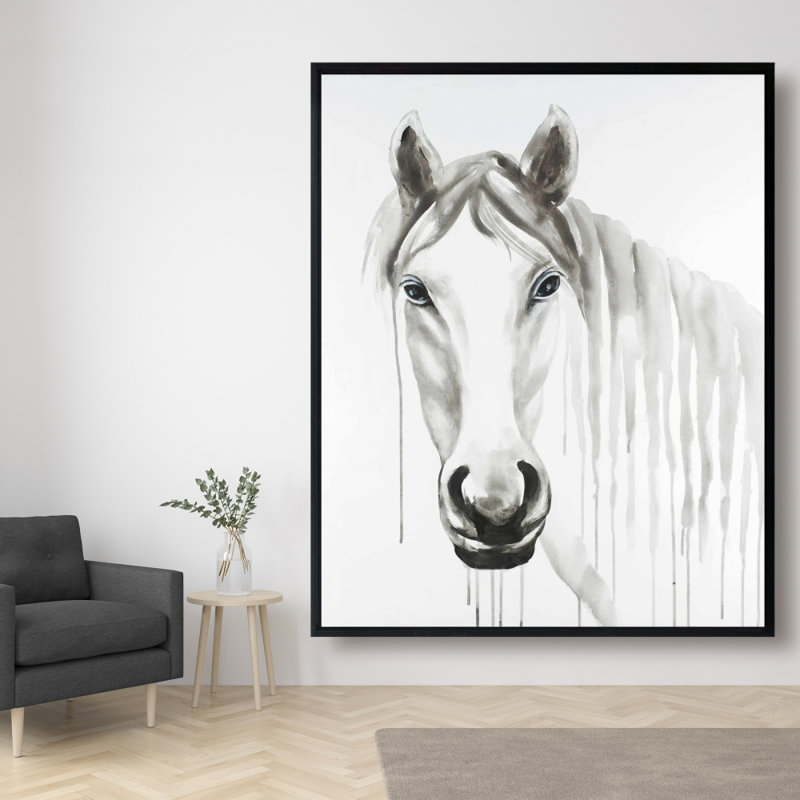 Solitaire, cheval blanc, reproduction sur toile