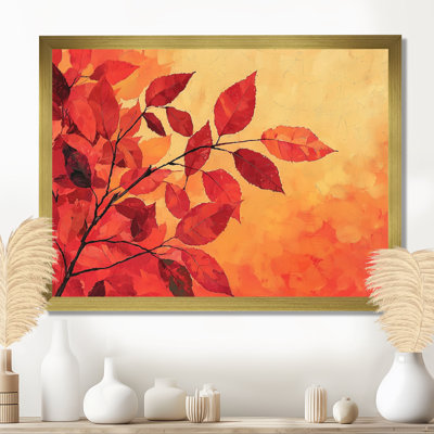 Automne, coucher de soleil sur feuille d'érable III - feuilles, art mural