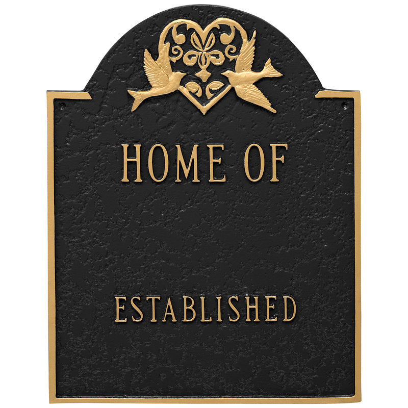 Plaque d'adresse murale sur 4 lignes, Noir / or, Oui