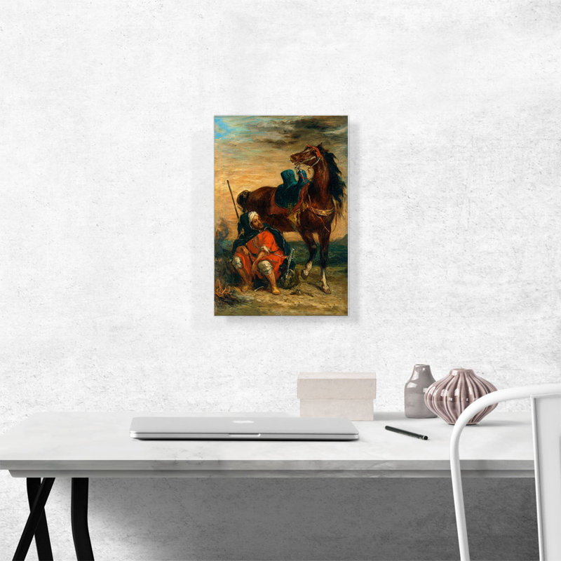 «Arab Rider» par Eugene Delacroix - peinture sur toile tendue, H 18 po x l 12 po x 1,5 po