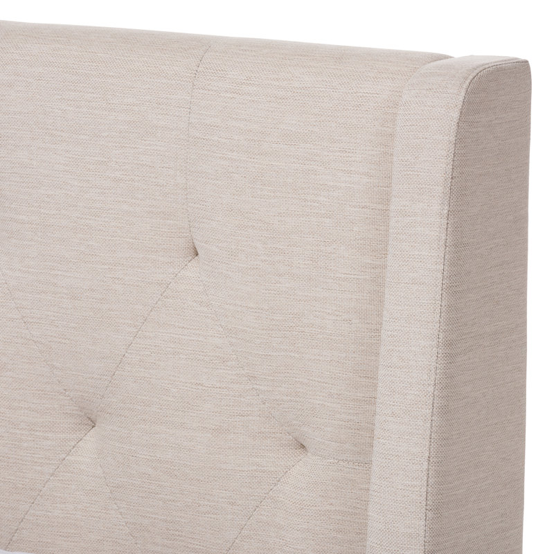 Charlyee Upholstered Wingback Bed, King, Light Beige