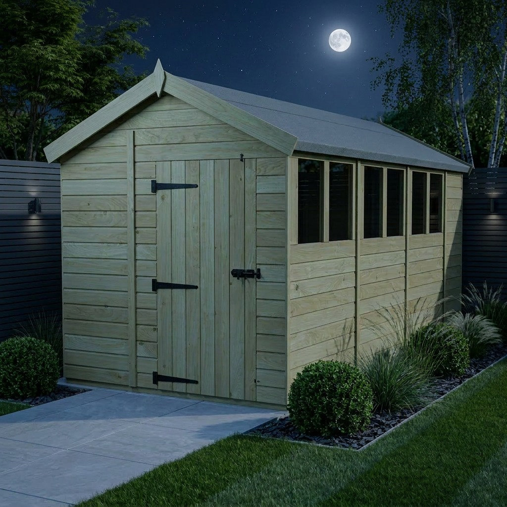Total Sheds 6ft x 15ft Apex Garden Shed - Single Door - With Windows - Pressure Treated Timber - UK Manufactured