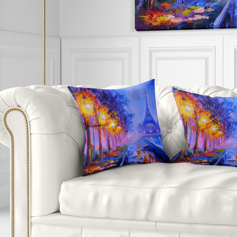 Vue de la Tour Eiffel à Paris - Coussin imprimé paysage, 16 po x 1 po, Coussin décoratif