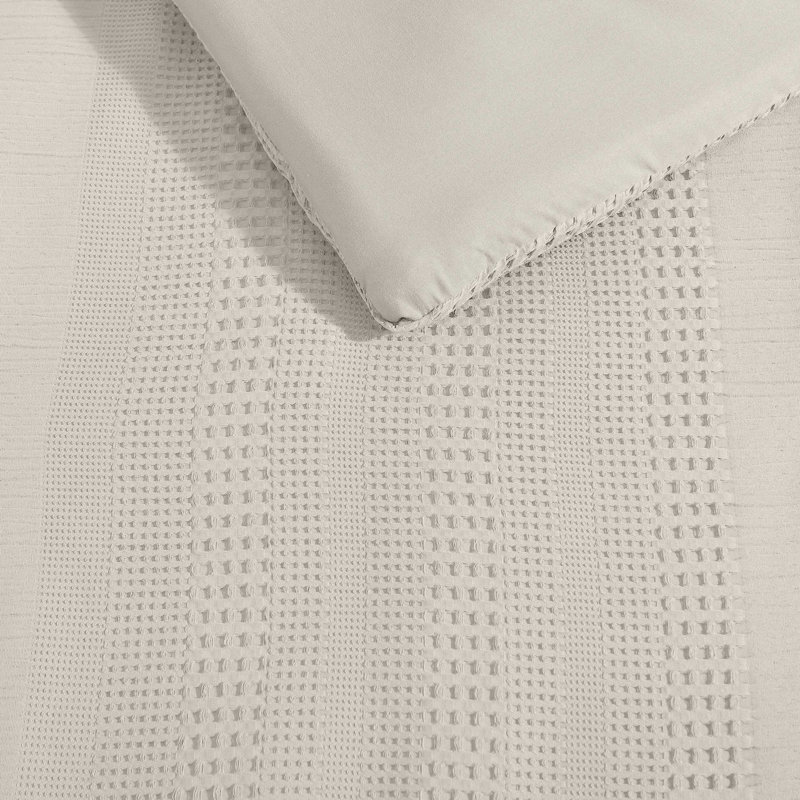 Kenneth Cole Variegated Waffle Solid Comforter Set, Beige, Queen Comforter