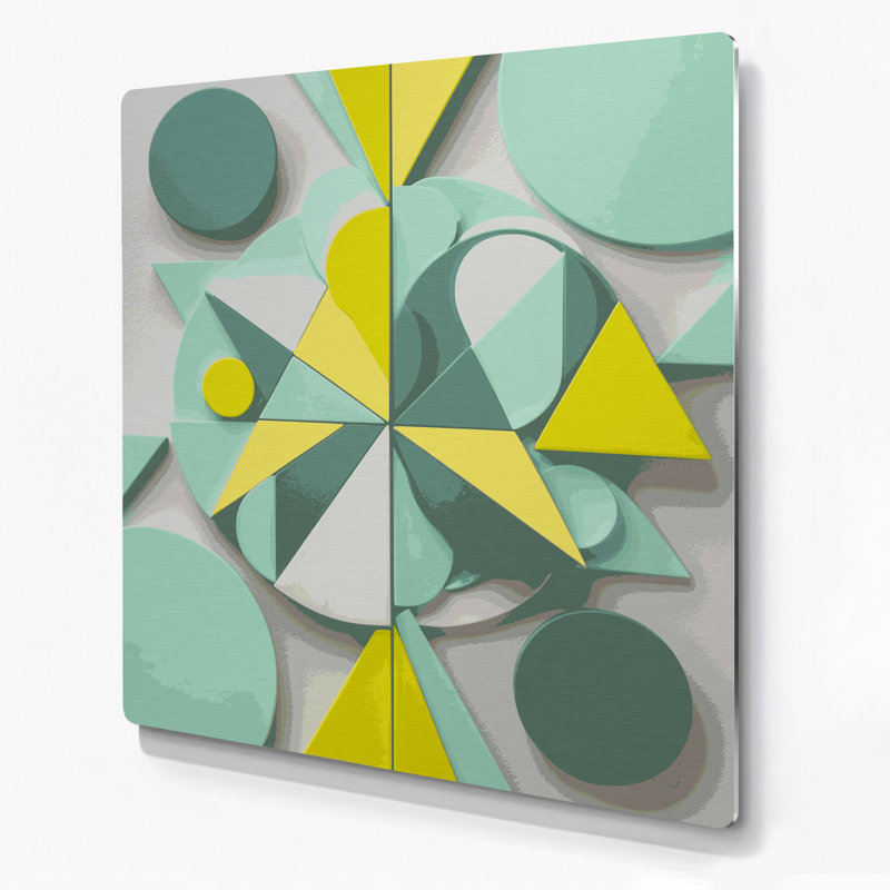 Abstract Shapes 60 Green Metal Wall Art