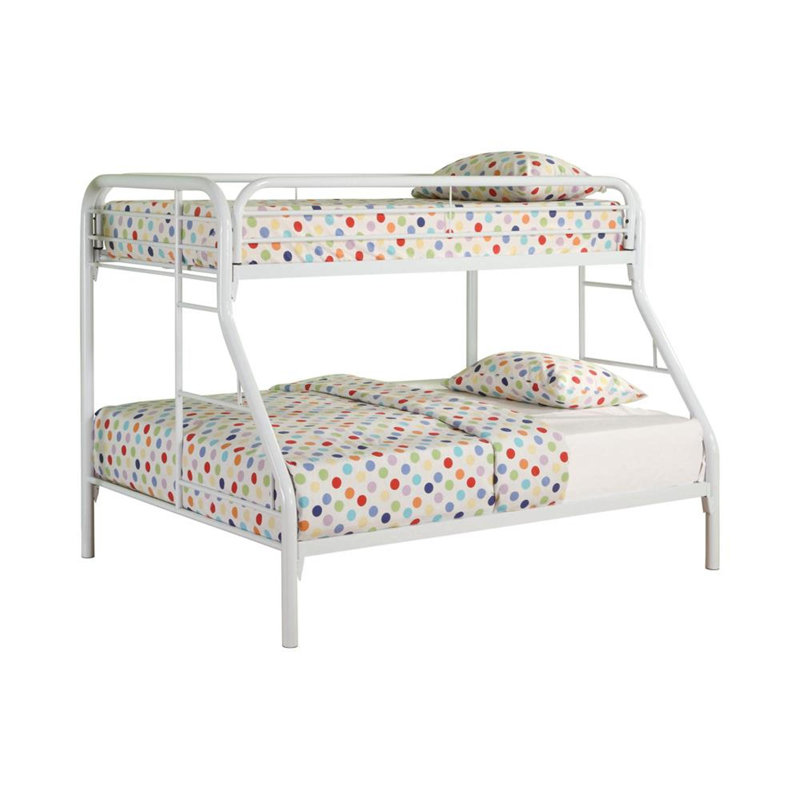 Lit plateforme superposé Armrong, Blanc, Simple sur double
